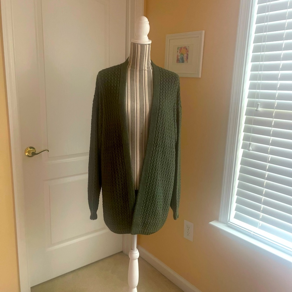 FACE THE DAY OLIVE GREEN CARDIGAN